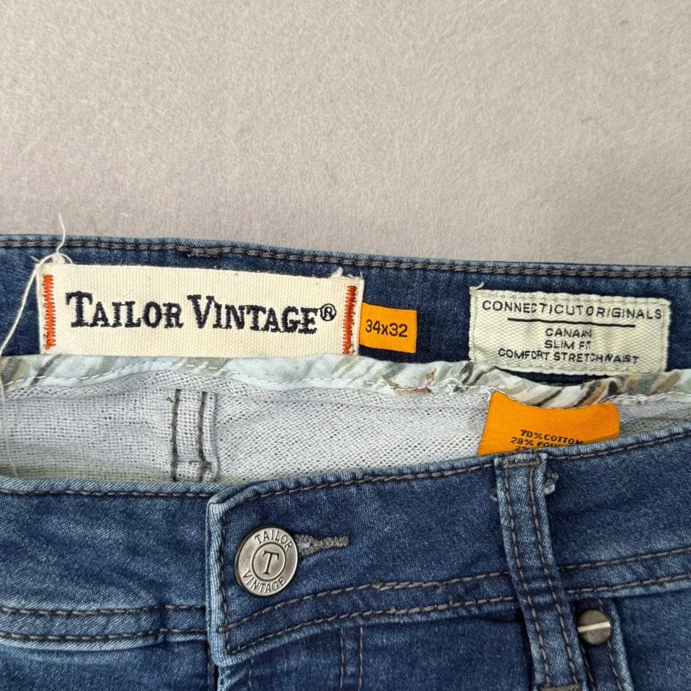 Tailor Vintage Canaan Jeans Mens 34x32 Blue Slim Fit Comfort‎ Stretch Waist